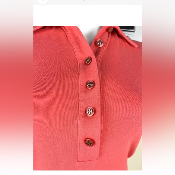 Tory Burch women collar button up T Shirt Top size XS Coral Color - Picture 3 of 8